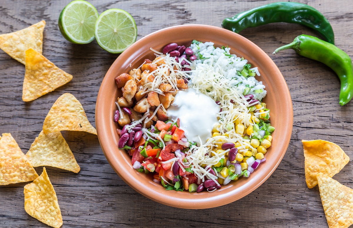 Chicken Burrito Bowl with Avocado Mango Salsa True Health magazine